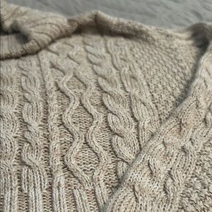 Elegant Beige Cable Knit Turtleneck Sweater